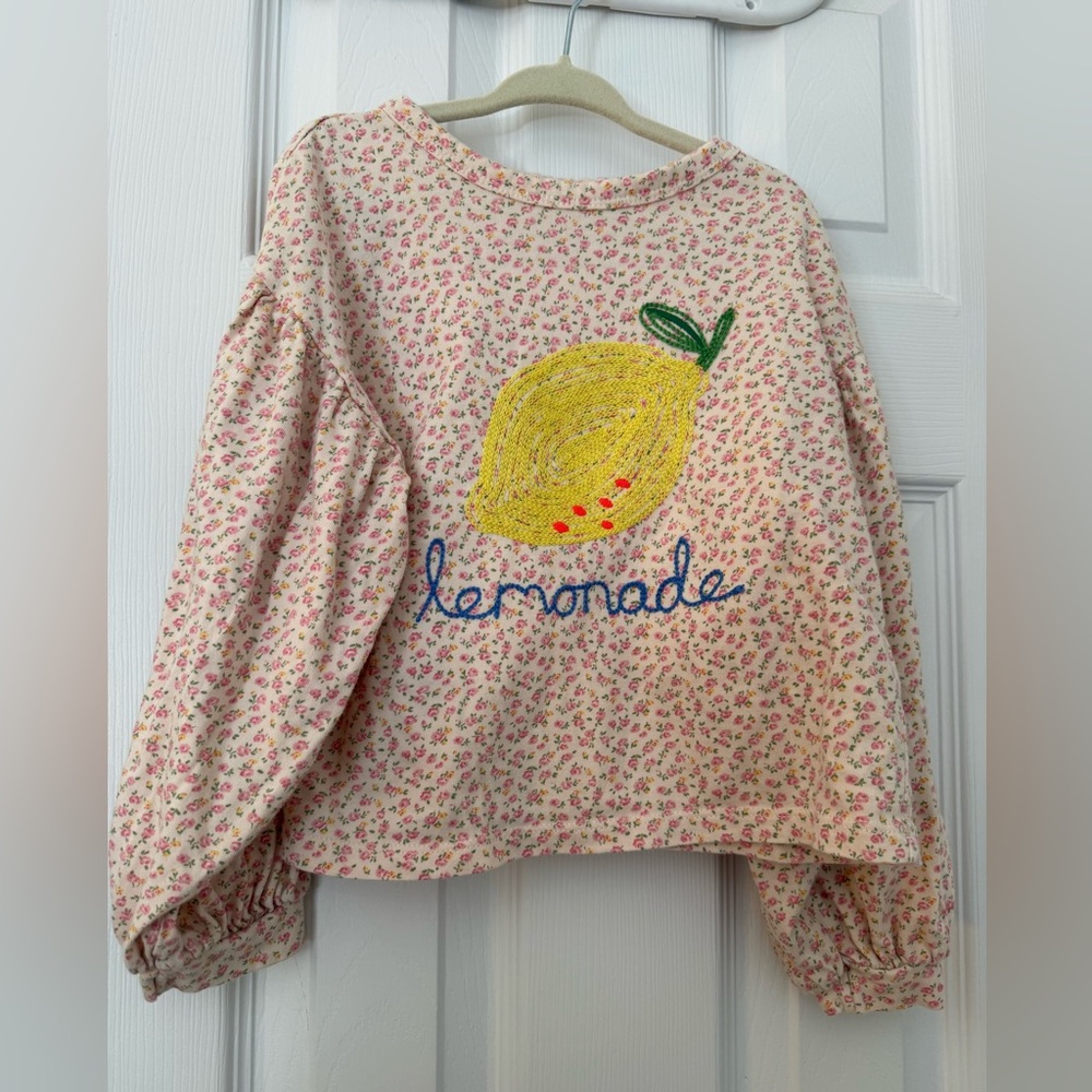 Mini Boden Pink and White Floral Top